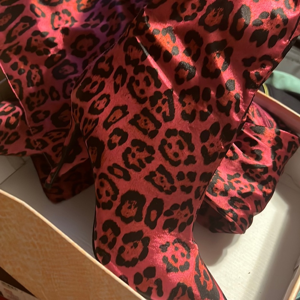 Thigh High Hot Pink Cheetah Boots